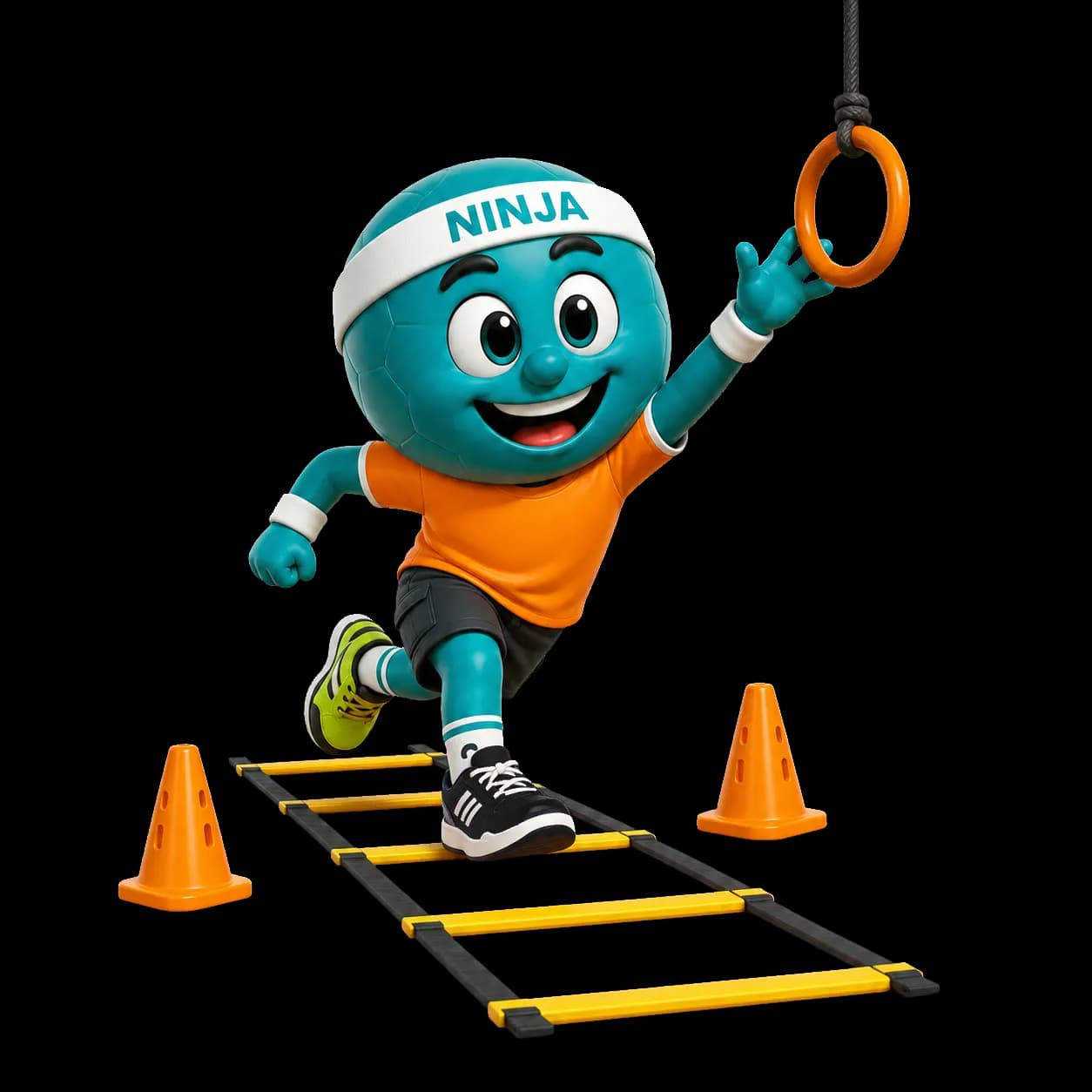 Maskot cvičenia Ninja Dráhy Deti